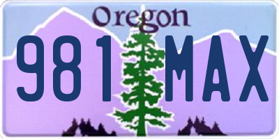 OR license plate 981MAX