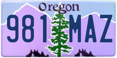 OR license plate 981MAZ