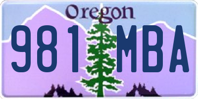 OR license plate 981MBA