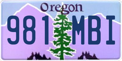 OR license plate 981MBI