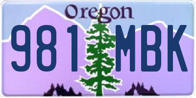 OR license plate 981MBK