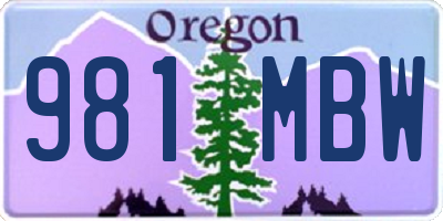 OR license plate 981MBW