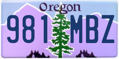 OR license plate 981MBZ