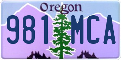 OR license plate 981MCA