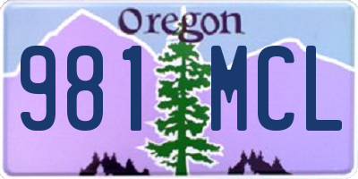 OR license plate 981MCL