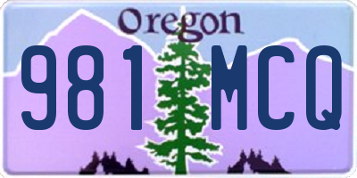 OR license plate 981MCQ