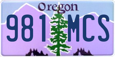 OR license plate 981MCS