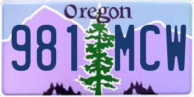 OR license plate 981MCW