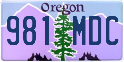 OR license plate 981MDC