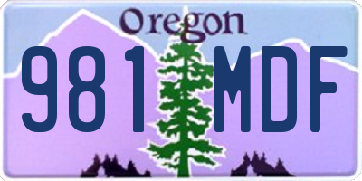 OR license plate 981MDF