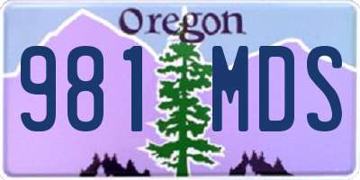 OR license plate 981MDS