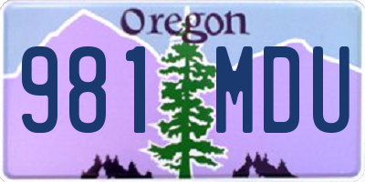 OR license plate 981MDU