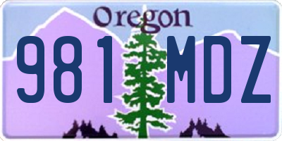 OR license plate 981MDZ