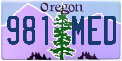 OR license plate 981MED