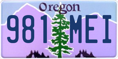 OR license plate 981MEI