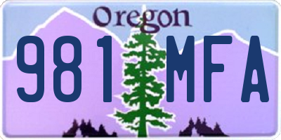 OR license plate 981MFA