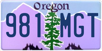 OR license plate 981MGT