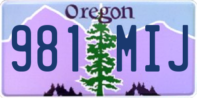 OR license plate 981MIJ