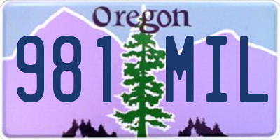 OR license plate 981MIL