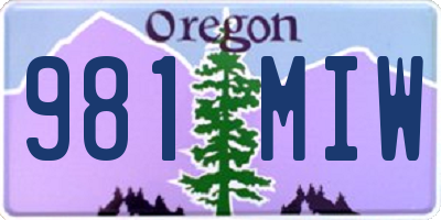 OR license plate 981MIW