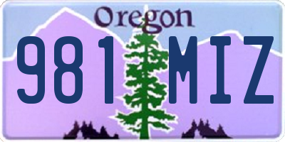 OR license plate 981MIZ