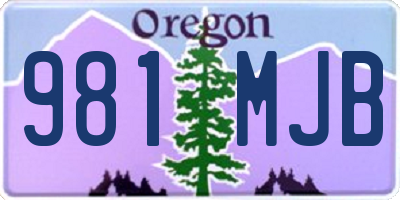 OR license plate 981MJB