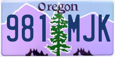 OR license plate 981MJK