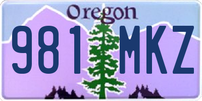 OR license plate 981MKZ