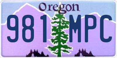 OR license plate 981MPC