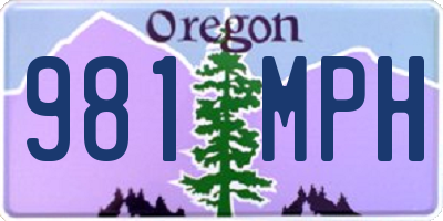 OR license plate 981MPH