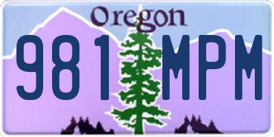 OR license plate 981MPM