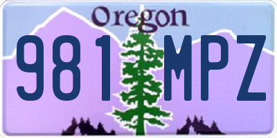 OR license plate 981MPZ