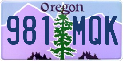 OR license plate 981MQK