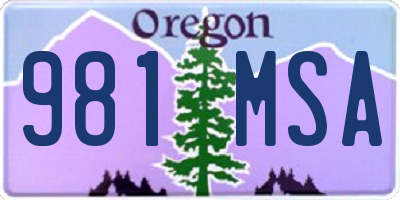 OR license plate 981MSA