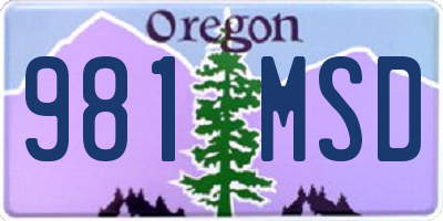 OR license plate 981MSD