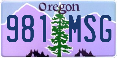 OR license plate 981MSG