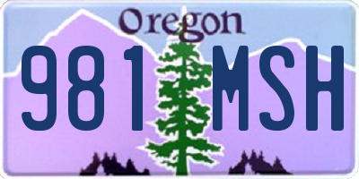 OR license plate 981MSH