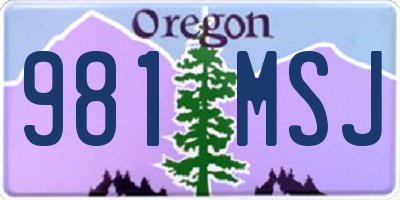 OR license plate 981MSJ