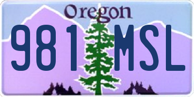 OR license plate 981MSL