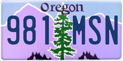 OR license plate 981MSN