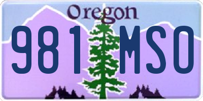 OR license plate 981MSO