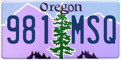 OR license plate 981MSQ