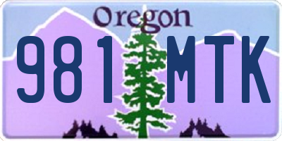 OR license plate 981MTK