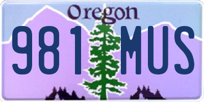 OR license plate 981MUS