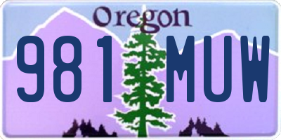 OR license plate 981MUW