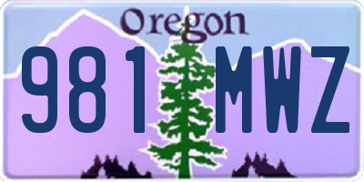 OR license plate 981MWZ