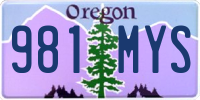 OR license plate 981MYS