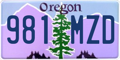 OR license plate 981MZD