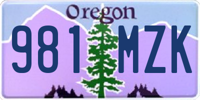 OR license plate 981MZK