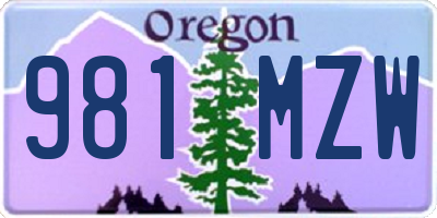 OR license plate 981MZW